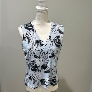 Merona Women's V-Neck Top - Black and White Pattern